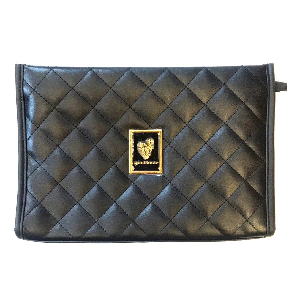 Younique Black Quilted Purse/Clutch/Cosmetic Bag